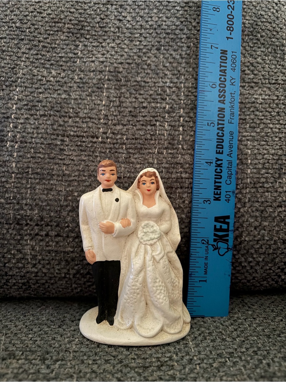 Vintage White Bride and Groom Cake Topper - Wedding Figurine